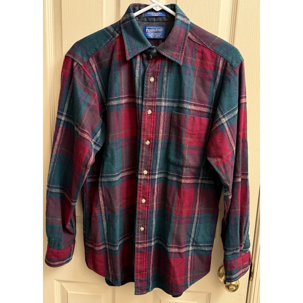 PENDLETON FLANNEL VINTAGE VIRGIN‎ WOOL MADE IN USA Plaid ADULT Medium